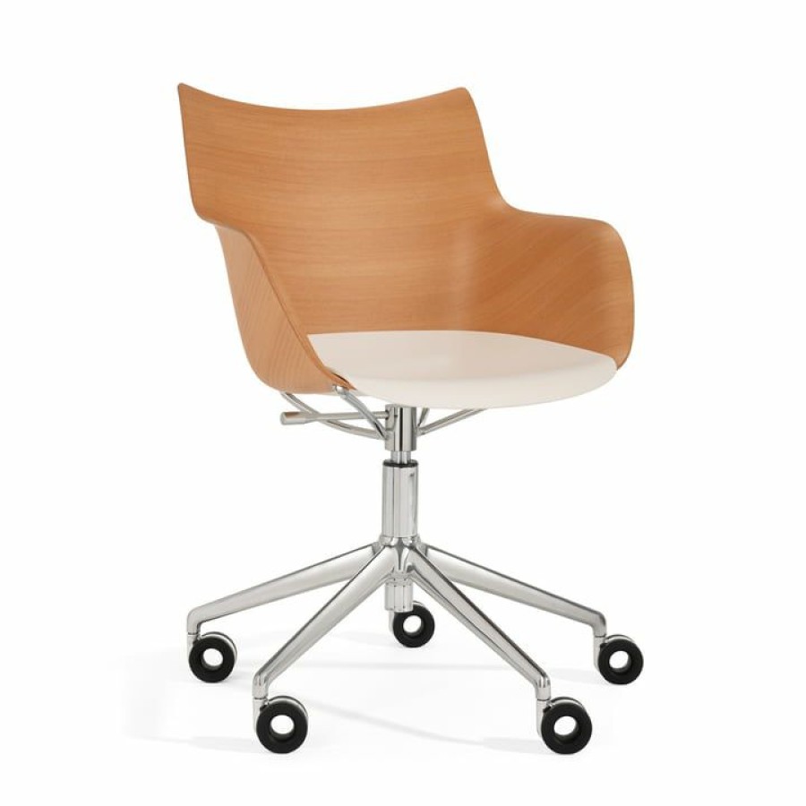 Kartell * | Outlet Sale Kartell Q/Wood Chair With Castors